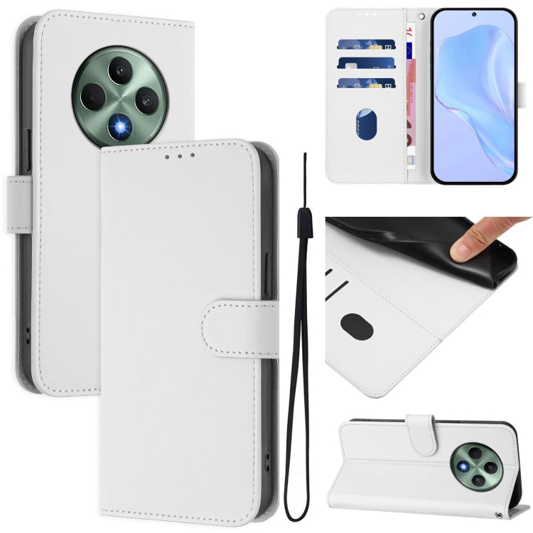 Skin Feel Solid Color Leather Phone Case with Lanyard, For OPPO A3 Pro Global, For OPPO Reno12 F Global