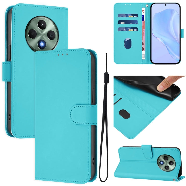 Skin Feel Solid Color Leather Phone Case with Lanyard, For OPPO A3 Pro Global, For OPPO Reno12 F Global