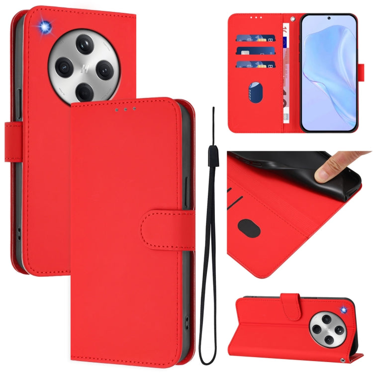 Skin Feel Solid Color Leather Phone Case with Lanyard, For OPPO A3x 5G Global, For OPPO Find X8