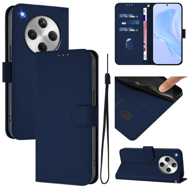 Skin Feel Solid Color Leather Phone Case with Lanyard, For OPPO A3x 5G Global, For OPPO Find X8