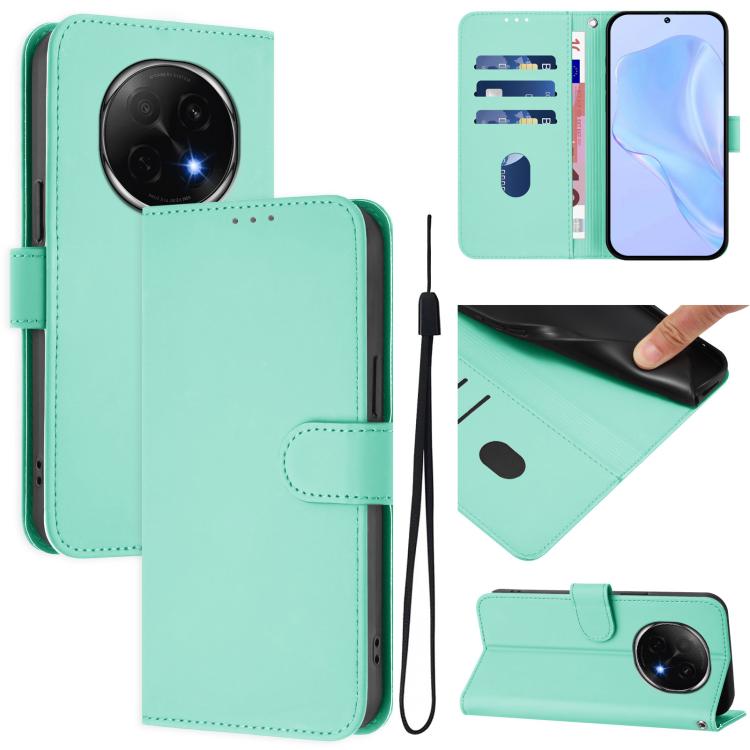 Skin Feel Solid Color Leather Phone Case with Lanyard, For OPPO Reno13 F 5G Global, For OPPO A5 Pro China