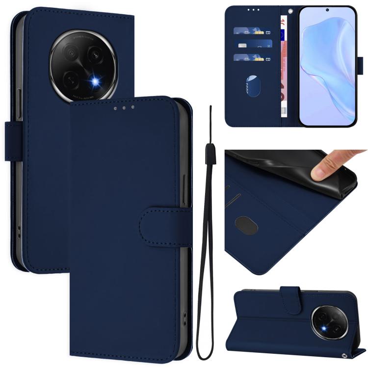 Skin Feel Solid Color Leather Phone Case with Lanyard, For OPPO Reno13 F 5G Global, For OPPO A5 Pro China