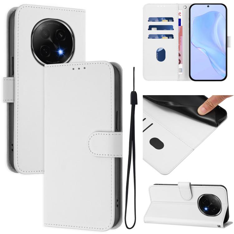 Skin Feel Solid Color Leather Phone Case with Lanyard, For OPPO Reno13 F 5G Global, For OPPO A5 Pro China