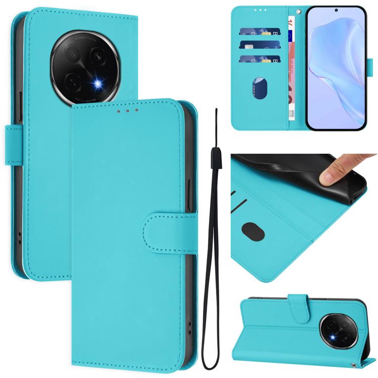 Skin Feel Solid Color Leather Phone Case with Lanyard, For OPPO Reno13 F 5G Global, For OPPO A5 Pro China