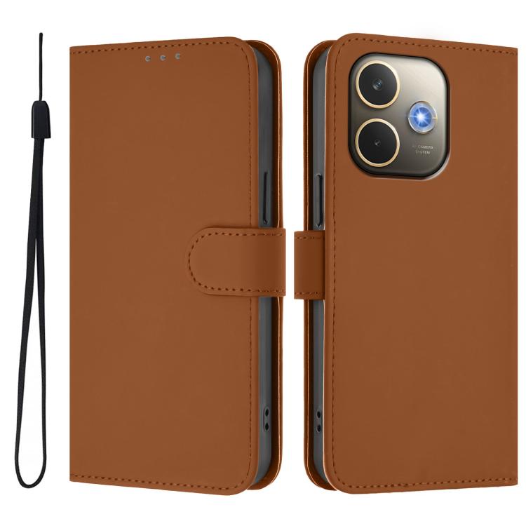 Skin Feel Solid Color Leather Phone Case with Lanyard, For OPPO A5 Pro 5G Global, For OPPO Reno13 F 4G India/Reno13 A