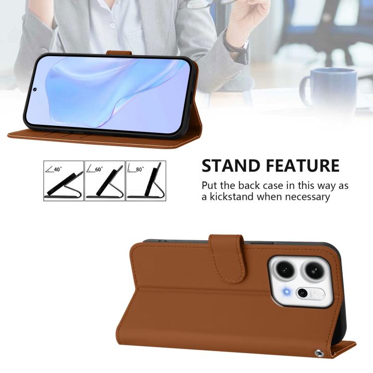 Skin Feel Solid Color Leather Phone Case with Lanyard, For OPPO Reno14 Pro 5G Global, For OPPO Reno14 5G Global