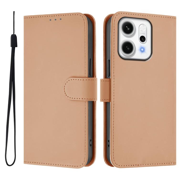 Skin Feel Solid Color Leather Phone Case with Lanyard, For OPPO Reno14 Pro 5G Global, For OPPO Reno14 5G Global