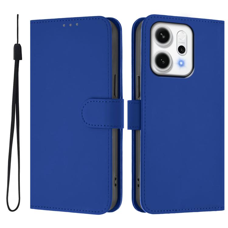 Skin Feel Solid Color Leather Phone Case with Lanyard, For OPPO Reno14 Pro 5G Global, For OPPO Reno14 5G Global
