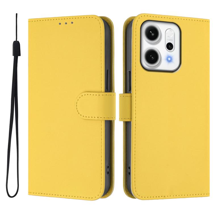 Skin Feel Solid Color Leather Phone Case with Lanyard, For OPPO Reno14 Pro 5G Global, For OPPO Reno14 5G Global