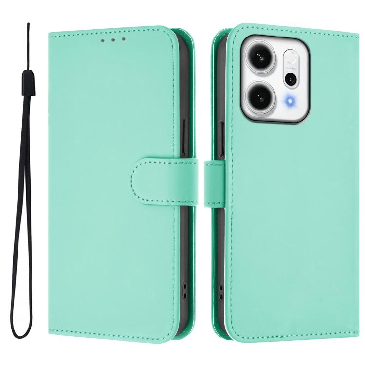 Skin Feel Solid Color Leather Phone Case with Lanyard, For OPPO Reno14 Pro 5G Global, For OPPO Reno14 5G Global
