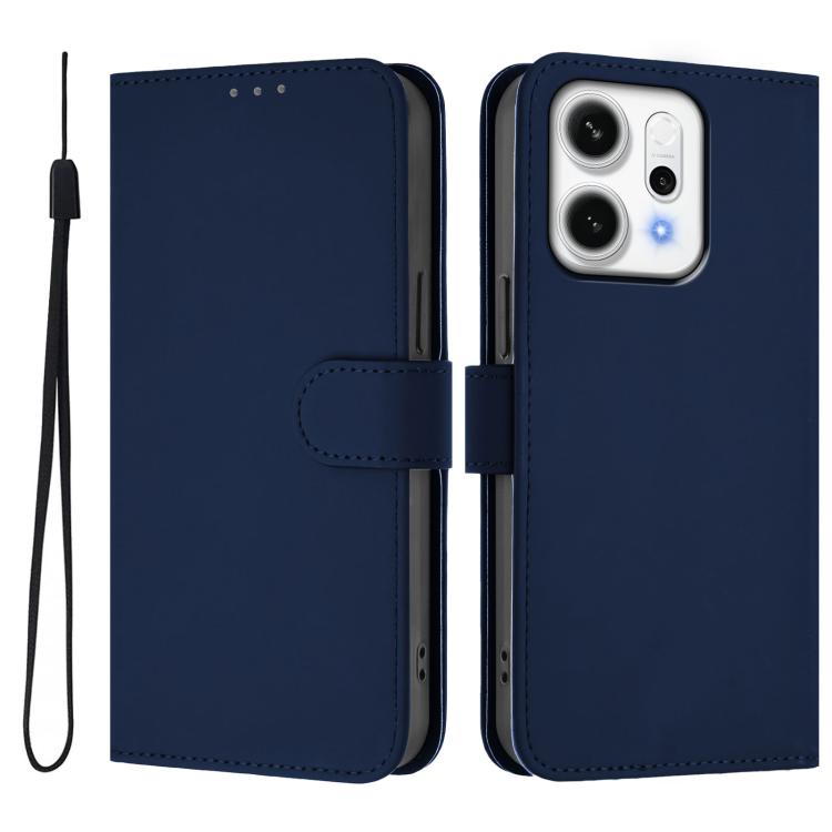 Skin Feel Solid Color Leather Phone Case with Lanyard, For OPPO Reno14 Pro 5G Global, For OPPO Reno14 5G Global