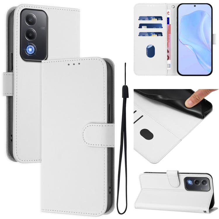 Skin Feel Solid Color Leather Phone Case with Lanyard, For OPPO A5X 4G / 5G Global, For OPPO A5 5G Global / A3 Pro 5G Global