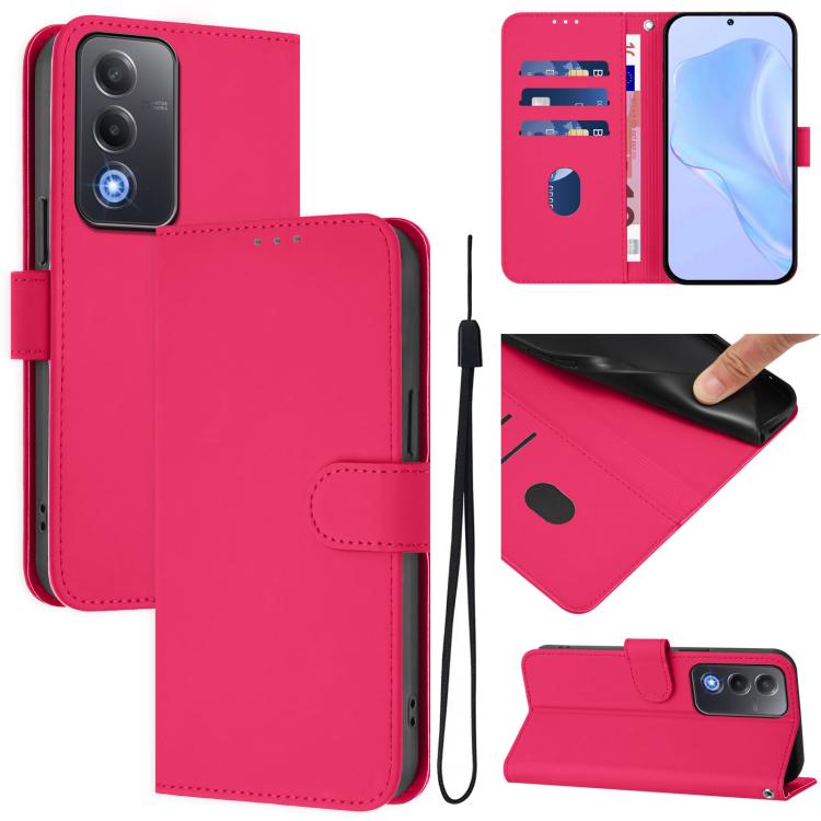 Skin Feel Solid Color Leather Phone Case with Lanyard, For OPPO A5X 4G / 5G Global, For OPPO A5 5G Global / A3 Pro 5G Global