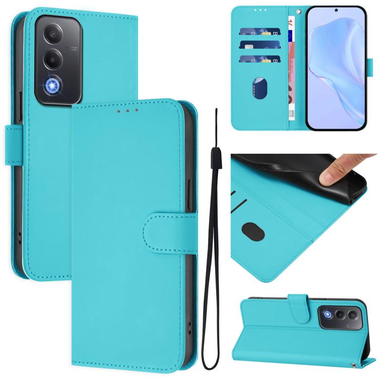 Skin Feel Solid Color Leather Phone Case with Lanyard, For OPPO A5X 4G / 5G Global, For OPPO A5 5G Global / A3 Pro 5G Global
