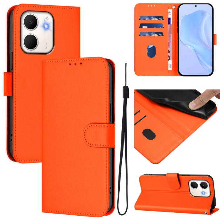 Skin Feel Solid Color Leather Phone Case with Lanyard, For OPPO A5X 4G / 5G Global, For OPPO A5 5G Global / A3 Pro 5G Global