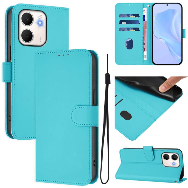 Skin Feel Solid Color Leather Phone Case with Lanyard, For OPPO A5X 4G / 5G Global, For OPPO A5 5G Global / A3 Pro 5G Global