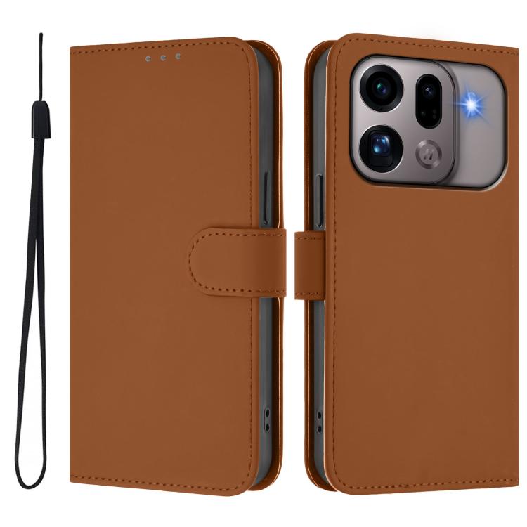 Skin Feel Solid Color Leather Phone Case with Lanyard, For OPPO Find X9s Pro 5G, For OPPO Find X9 Ultra