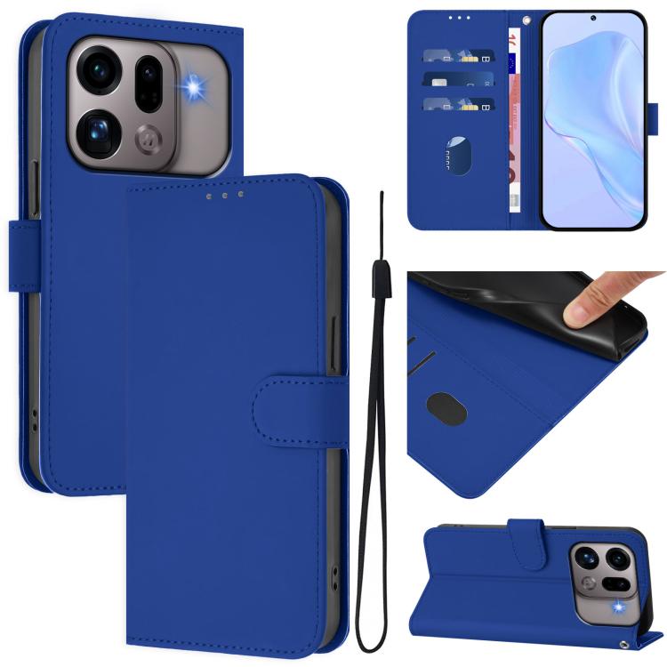 Skin Feel Solid Color Leather Phone Case with Lanyard, For OPPO Find X9s Pro 5G, For OPPO Find X9 Ultra