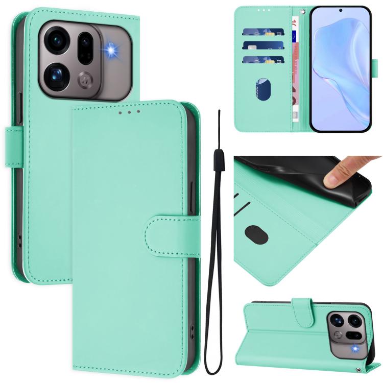 Skin Feel Solid Color Leather Phone Case with Lanyard, For OPPO Find X9s Pro 5G, For OPPO Find X9 Ultra