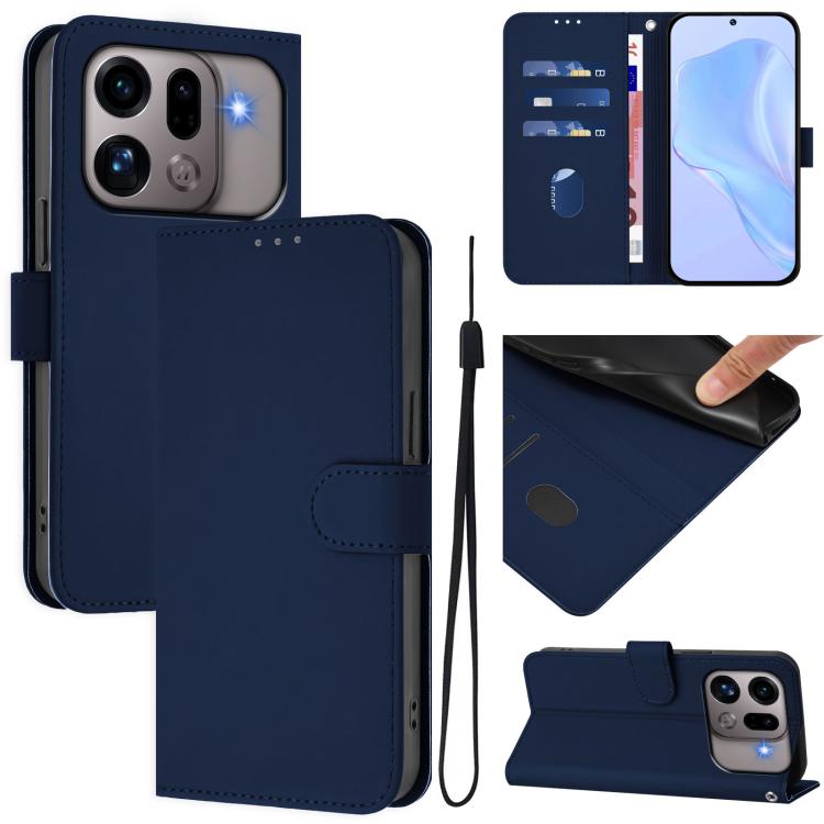 Skin Feel Solid Color Leather Phone Case with Lanyard, For OPPO Find X9s Pro 5G, For OPPO Find X9 Ultra
