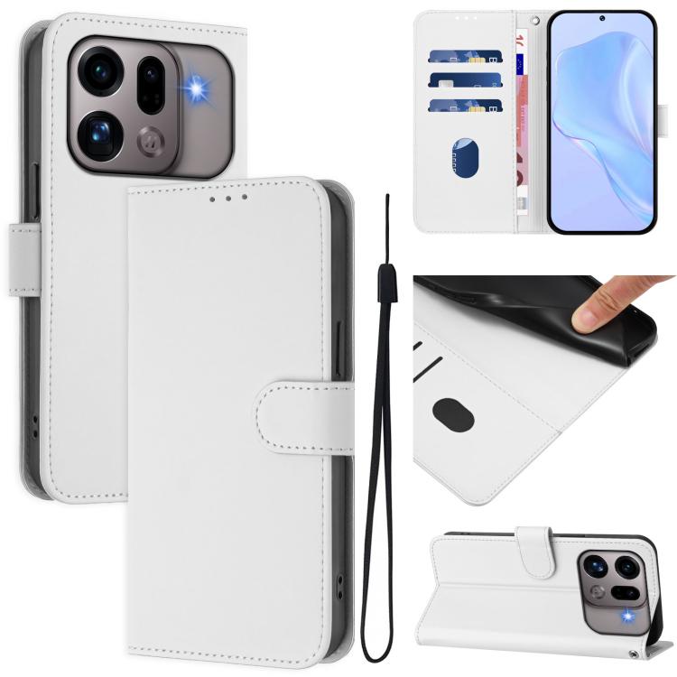 Skin Feel Solid Color Leather Phone Case with Lanyard, For OPPO Find X9s Pro 5G, For OPPO Find X9 Ultra