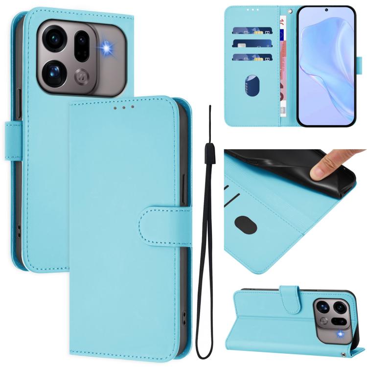 Skin Feel Solid Color Leather Phone Case with Lanyard, For OPPO Find X9s Pro 5G, For OPPO Find X9 Ultra