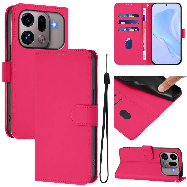 Skin Feel Solid Color Leather Phone Case with Lanyard, For OPPO Find X9s Pro 5G, For OPPO Find X9 Ultra