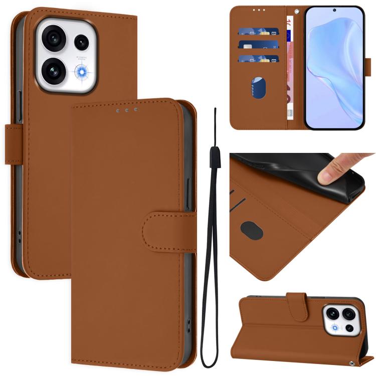 Skin Feel Solid Color Leather Phone Case with Lanyard, For OPPO Reno16 F 5G/Reno16 FS 5G, For OPPO Reno16 Pro Global/Reno16 5G Global