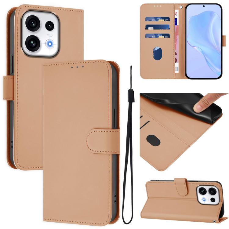 Skin Feel Solid Color Leather Phone Case with Lanyard, For OPPO Reno16 F 5G/Reno16 FS 5G, For OPPO Reno16 Pro Global/Reno16 5G Global