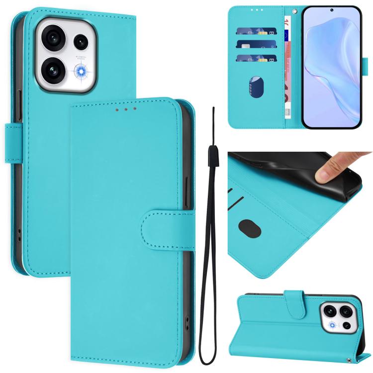 Skin Feel Solid Color Leather Phone Case with Lanyard, For OPPO Reno16 F 5G/Reno16 FS 5G, For OPPO Reno16 Pro Global/Reno16 5G Global
