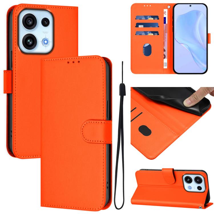 Skin Feel Solid Color Leather Phone Case with Lanyard, For OPPO Reno16 F 5G/Reno16 FS 5G, For OPPO Reno16 Pro Global/Reno16 5G Global