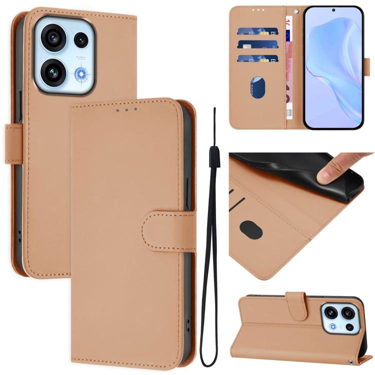 Skin Feel Solid Color Leather Phone Case with Lanyard, For OPPO Reno16 F 5G/Reno16 FS 5G, For OPPO Reno16 Pro Global/Reno16 5G Global