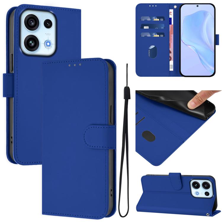 Skin Feel Solid Color Leather Phone Case with Lanyard, For OPPO Reno16 F 5G/Reno16 FS 5G, For OPPO Reno16 Pro Global/Reno16 5G Global
