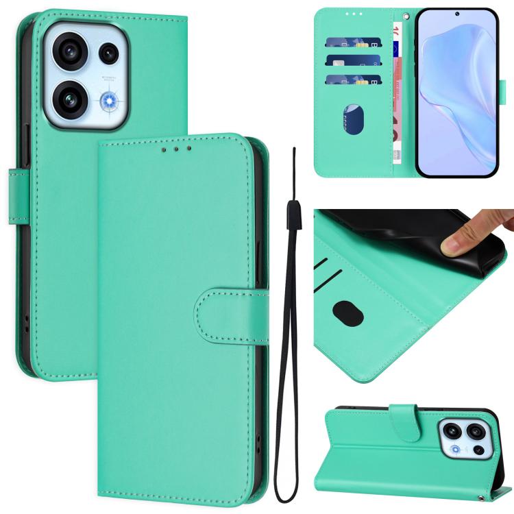 Skin Feel Solid Color Leather Phone Case with Lanyard, For OPPO Reno16 F 5G/Reno16 FS 5G, For OPPO Reno16 Pro Global/Reno16 5G Global