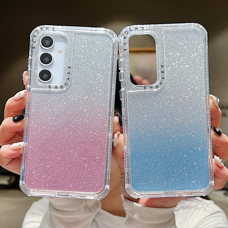 TPU + PC + Glitter Paper Full Coverage Phone Case, For Samsung Galaxy A55 5G