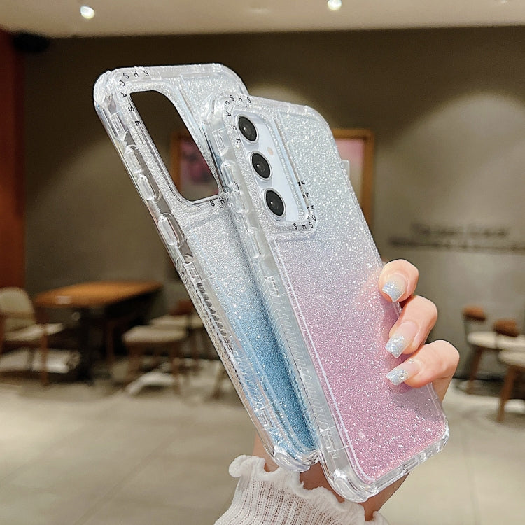 TPU + PC + Glitter Paper Full Coverage Phone Case, For Samsung Galaxy A55 5G