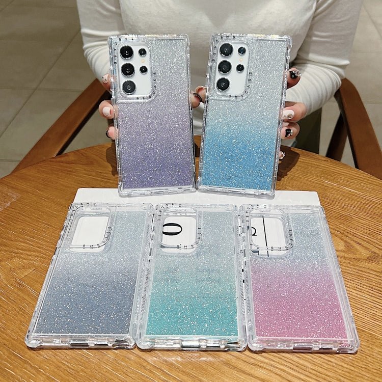 TPU + PC + Glitter Paper Full Coverage Phone Case, For Samsung Galaxy S24 Ultra 5G