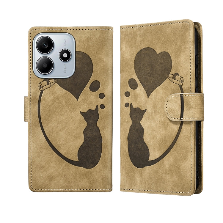 Pen Heart Cat Embossed Leather Phone Case, For Redmi Note 15 Pro+ 5G Global 163.3mm, For Redmi Note 15 4G / 5G Global 164mm, For Redmi Note 15 Pro 4G Global 163.2mm, For Redmi Note 15 Pro 5G Global 163.6mm, For Redmi 15C 5G / 4G EU 173mm, For Redmi A4 ...
