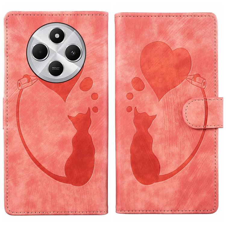 Pen Heart Cat Embossed Leather Phone Case, For Redmi Note 15 Pro+ 5G Global 163.3mm, For Redmi Note 15 4G / 5G Global 164mm, For Redmi Note 15 Pro 4G Global 163.2mm, For Redmi Note 15 Pro 5G Global 163.6mm, For Redmi 15C 5G / 4G EU 173mm, For Redmi A4 ...