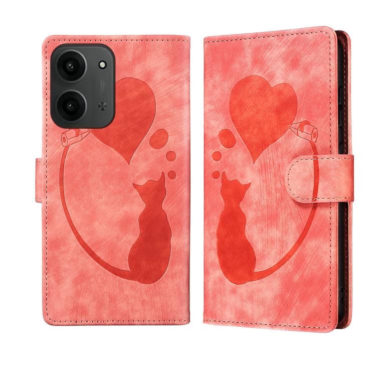 Pen Heart Cat Embossed Leather Phone Case, For Redmi Note 15 Pro+ 5G Global 163.3mm, For Redmi Note 15 4G / 5G Global 164mm, For Redmi Note 15 Pro 4G Global 163.2mm, For Redmi Note 15 Pro 5G Global 163.6mm, For Redmi 15C 5G / 4G EU 173mm, For Redmi A4 ...