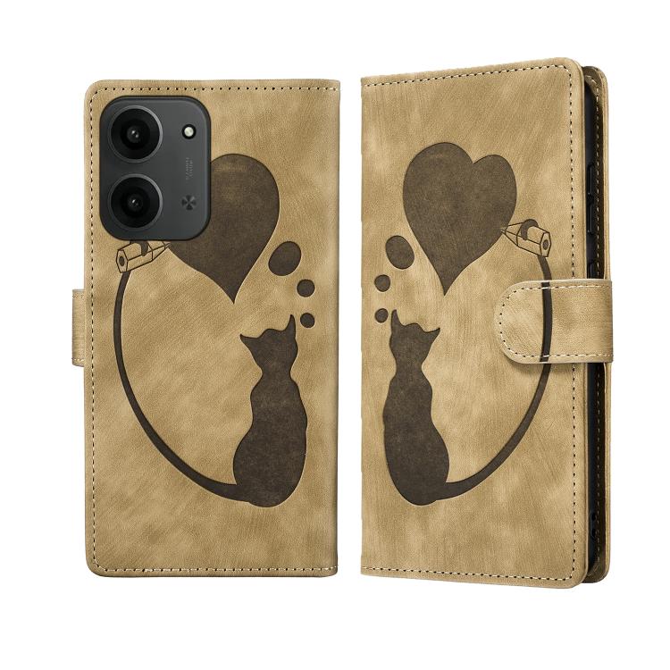 Pen Heart Cat Embossed Leather Phone Case, For Redmi Note 15 Pro+ 5G Global 163.3mm, For Redmi Note 15 4G / 5G Global 164mm, For Redmi Note 15 Pro 4G Global 163.2mm, For Redmi Note 15 Pro 5G Global 163.6mm, For Redmi 15C 5G / 4G EU 173mm, For Redmi A4 ...