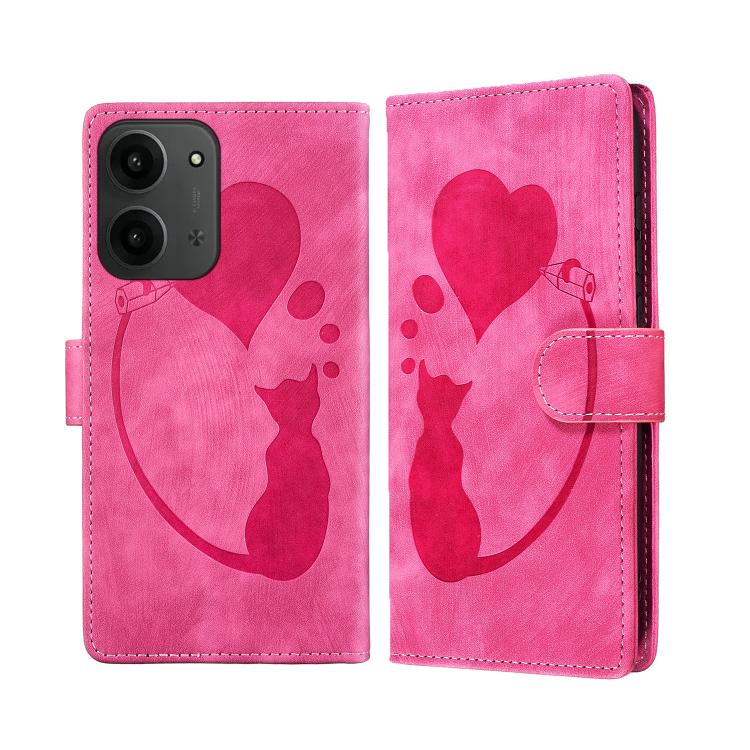 Pen Heart Cat Embossed Leather Phone Case, For Redmi Note 15 Pro+ 5G Global 163.3mm, For Redmi Note 15 4G / 5G Global 164mm, For Redmi Note 15 Pro 4G Global 163.2mm, For Redmi Note 15 Pro 5G Global 163.6mm, For Redmi 15C 5G / 4G EU 173mm, For Redmi A4 ...