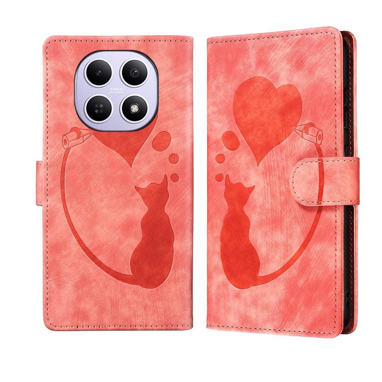 Pen Heart Cat Embossed Leather Phone Case, For Redmi Note 15 Pro+ 5G Global 163.3mm, For Redmi Note 15 4G / 5G Global 164mm, For Redmi Note 15 Pro 4G Global 163.2mm, For Redmi Note 15 Pro 5G Global 163.6mm, For Redmi 15C 5G / 4G EU 173mm, For Redmi A4 ...