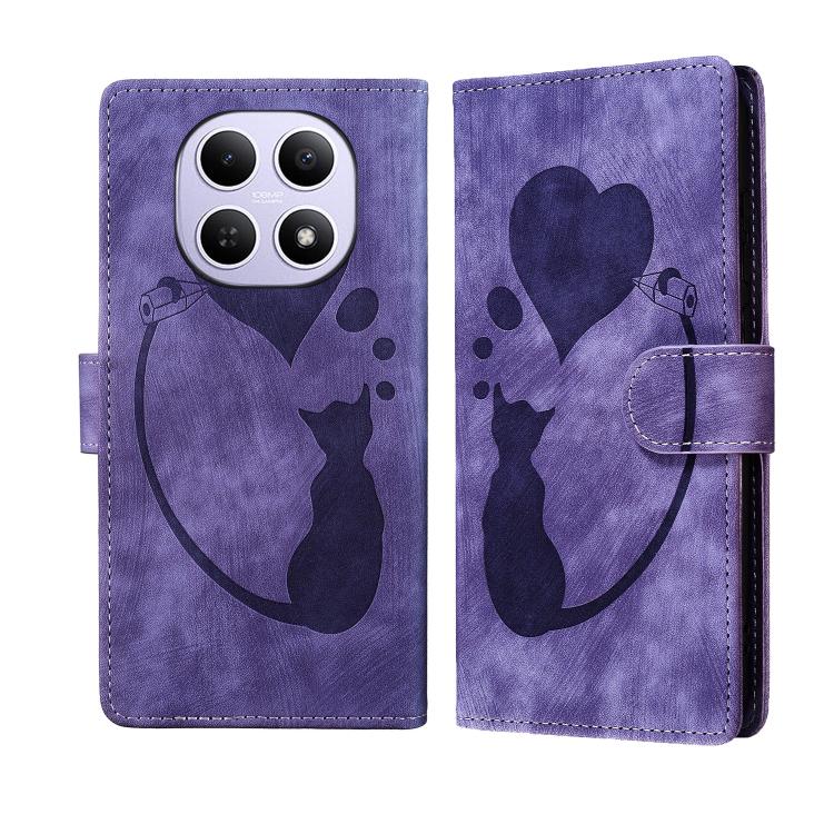 Pen Heart Cat Embossed Leather Phone Case, For Redmi Note 15 Pro+ 5G Global 163.3mm, For Redmi Note 15 4G / 5G Global 164mm, For Redmi Note 15 Pro 4G Global 163.2mm, For Redmi Note 15 Pro 5G Global 163.6mm, For Redmi 15C 5G / 4G EU 173mm, For Redmi A4 ...