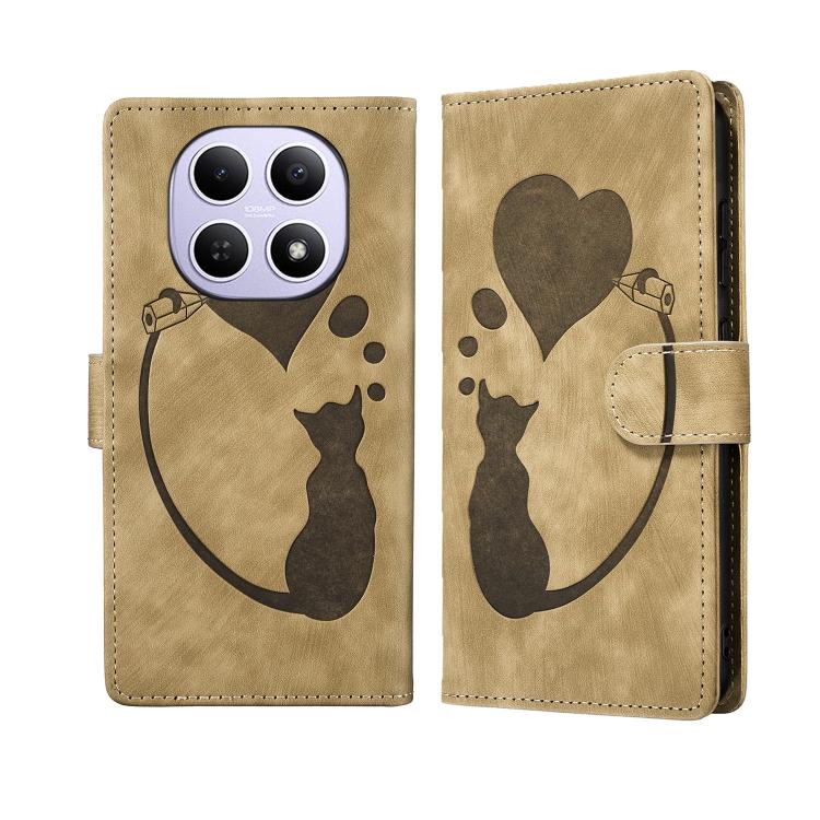 Pen Heart Cat Embossed Leather Phone Case, For Redmi Note 15 Pro+ 5G Global 163.3mm, For Redmi Note 15 4G / 5G Global 164mm, For Redmi Note 15 Pro 4G Global 163.2mm, For Redmi Note 15 Pro 5G Global 163.6mm, For Redmi 15C 5G / 4G EU 173mm, For Redmi A4 ...