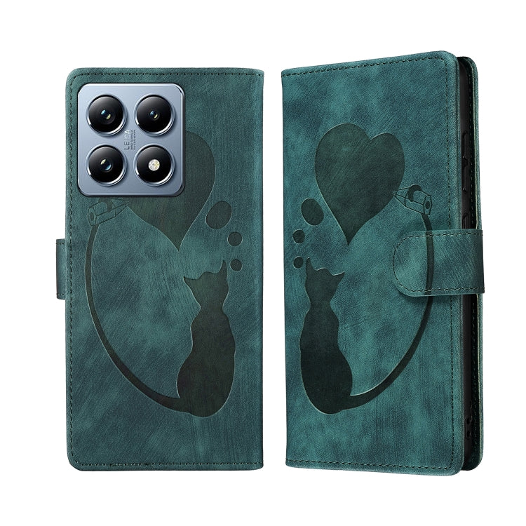 Pen Heart Cat Embossed Leather Phone Case, For Xiaomi 15T Pro 5G, For Xiaomi 15T 5G, For Xiaomi Poco C75, For Xiaomi 14T Pro, For Xiaomi 14T