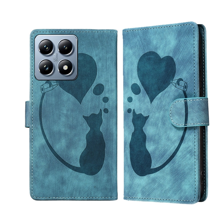 Pen Heart Cat Embossed Leather Phone Case, For Xiaomi 15T Pro 5G, For Xiaomi 15T 5G, For Xiaomi Poco C75, For Xiaomi 14T Pro, For Xiaomi 14T