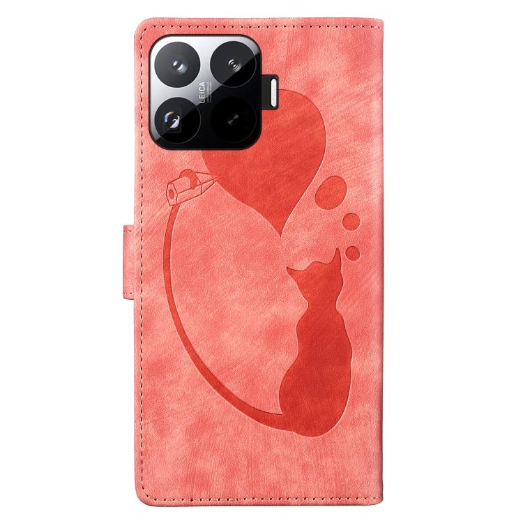Pen Heart Cat Embossed Leather Phone Case, For Xiaomi 15T Pro 5G, For Xiaomi 15T 5G, For Xiaomi Poco C75, For Xiaomi 14T Pro, For Xiaomi 14T