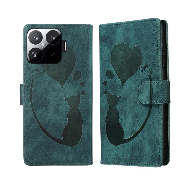 Pen Heart Cat Embossed Leather Phone Case, For Xiaomi 17T Pro 5G, For Xiaomi 17T 5G, For Xiaomi 15T Pro 5G, For Xiaomi 15T 5G, For Xiaomi Poco C75, For Xiaomi 14T Pro, For Xiaomi 14T