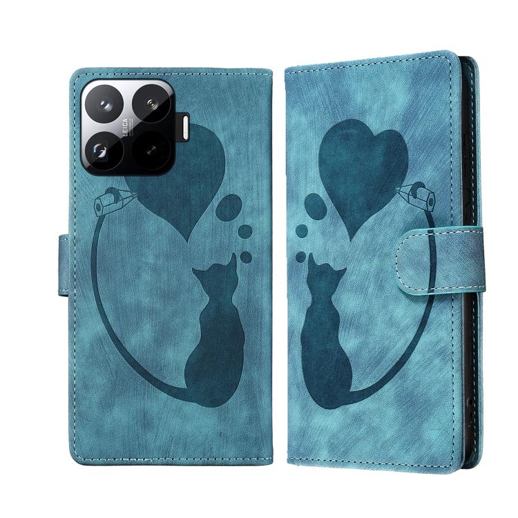Pen Heart Cat Embossed Leather Phone Case, For Xiaomi 17T Pro 5G, For Xiaomi 17T 5G, For Xiaomi 15T Pro 5G, For Xiaomi 15T 5G, For Xiaomi Poco C75, For Xiaomi 14T Pro, For Xiaomi 14T